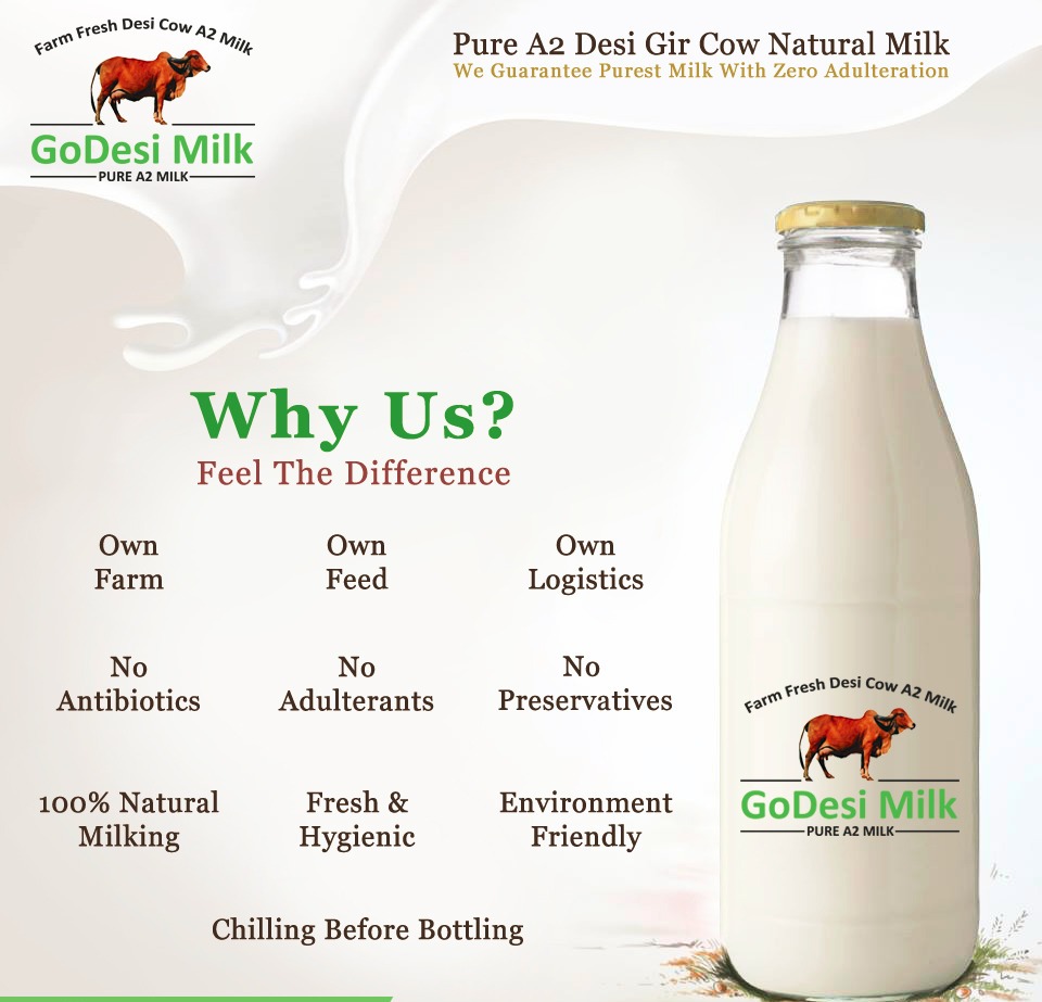 Fresh A2 Milk in Glass Bottles, Cow & Buffalo Milk